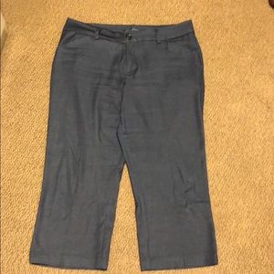 Dark wash denim dressy capris